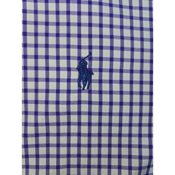 Polo Ralph Lauren Mens Performance Purple Check Shirt Large - Picture 7 of 8